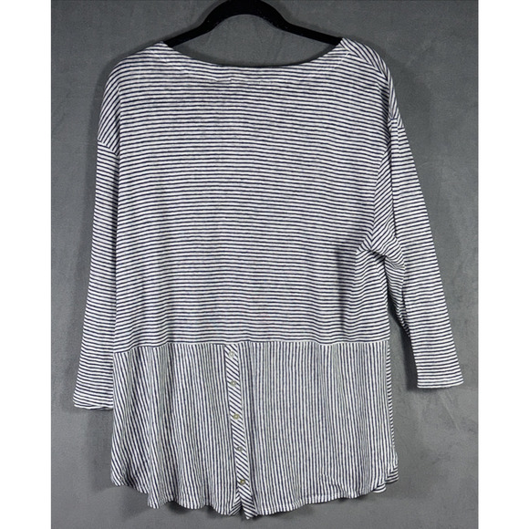 Adrienne Vittadini NWT 100% Linen Knit Blue Striped Lightweight Top/Shirt Sz 1X - Picture 2 of 6